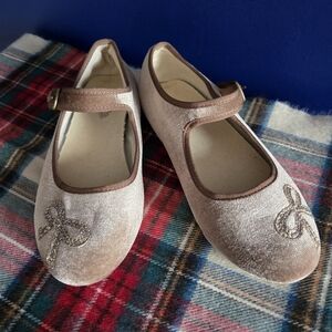 Joyfolie Light Brown Velvet Mary Jane Shoes